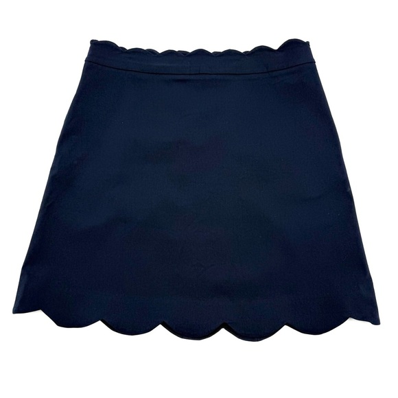 J. McLaughlin Women’s Cameron Scallop Hem Skirt Vista Navy Blue Size 14 Stretchy - Picture 1 of 9